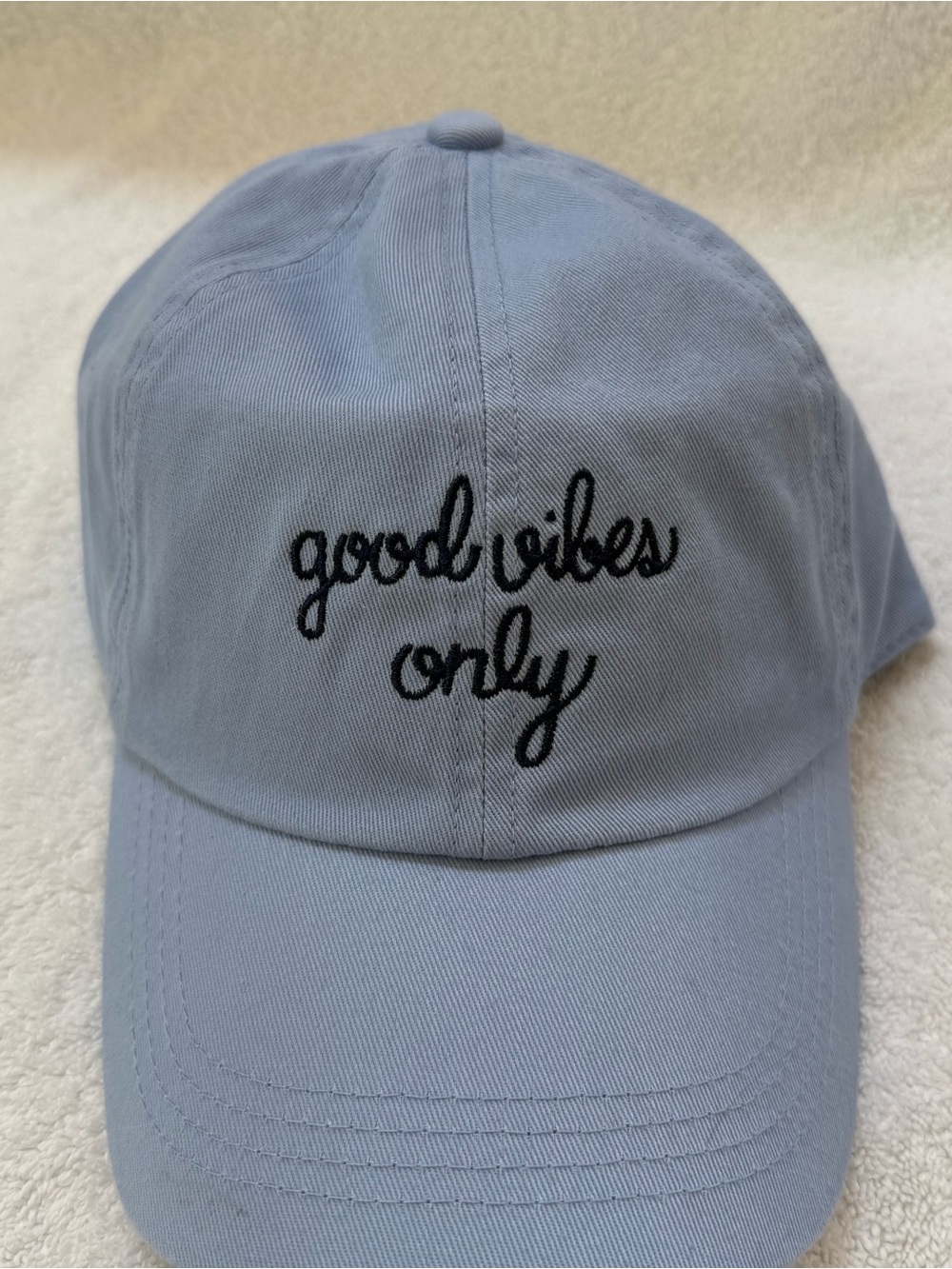 Good Vibes Only Embroidered Baseball Cap - Light Blue - Picture 4 of 8
